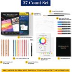 Prismacolor Technique, Art Supplies and Digital Art Lessons, Nature Drawing Set, Level 2, Includes Colored / Watercolor Pencils, Brush Markers, and More, Sunset Landscape Drawing, 27 Ct - Image 4